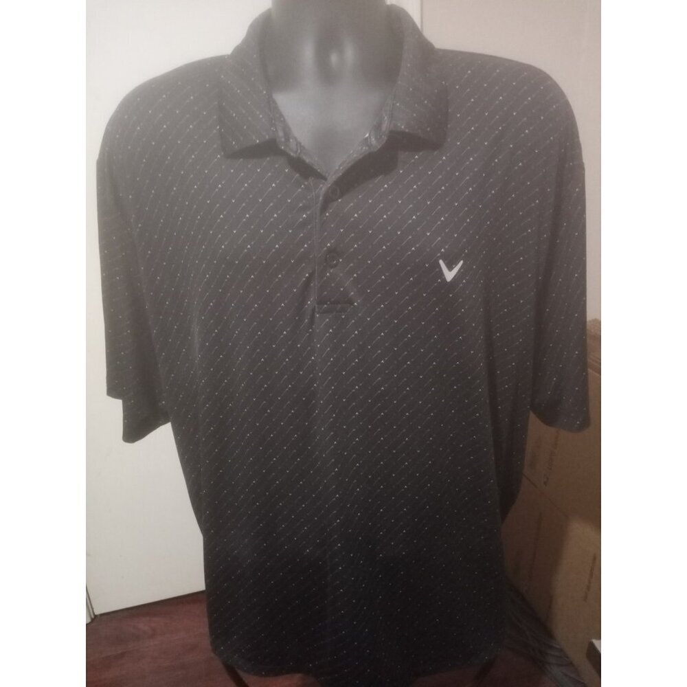 Callaway Opti Dri Polo Shirt Men's 2XL Performance All Over Print Golf Black